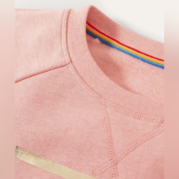 Boden XL Pink Gold Foil Striped Crew Neck Printed Cotton Sweatshirt Pullover Top - Picture 13 of 13